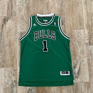 VTG Adidas NBA D Rose #1 Chicago Bulls St Patricks Day Green Jersey Kids XL